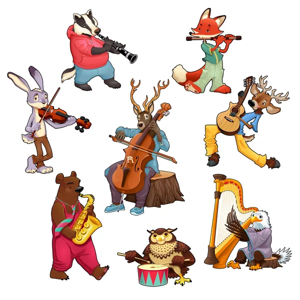 Animales de dibujos animados músico — Vector de stock