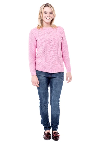 Pretty woman in knitwear — Stock Photo, Image