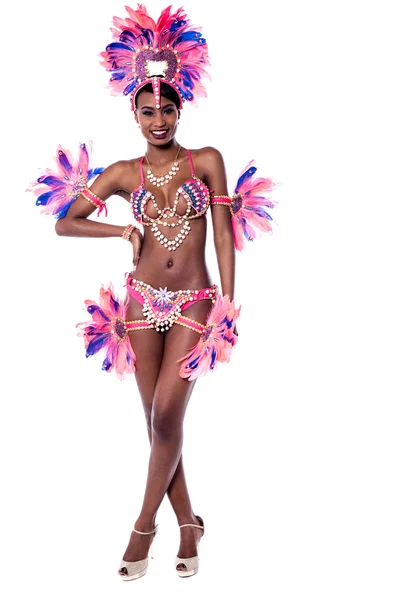 Bailarina de samba disfrazada de carnaval — Foto de Stock