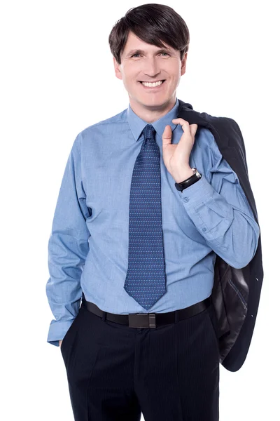 Executive holding coat — Stock Photo, Image