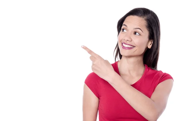 Female pointing her index finger — Stock Photo, Image