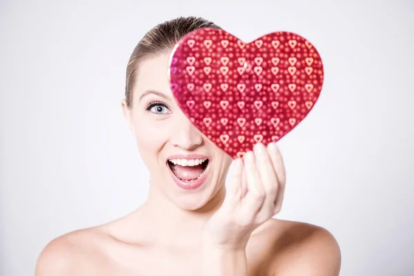 Lady holding heart — Stock Photo, Image