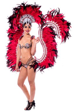 Karnaval kostüm giyen kadın samba dansçısı
