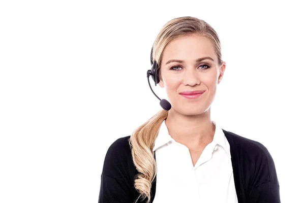 Jeune cadre de soutien à la clientèle avec casque — Photo