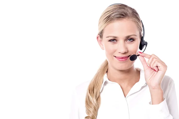 Young female customer support executive — Stock Photo, Image