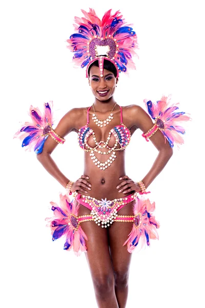 Female samba dancer in carnival costume — Stock Photo, Image