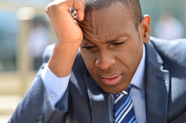 Stressful businessman at outdoors — Stock Photo, Image