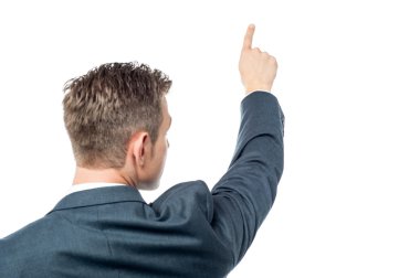 사업가 포인팅 복사 공간