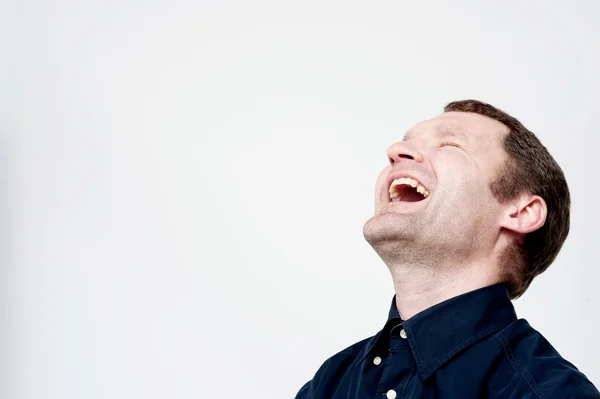 Hard laughing middle aged man — Stock Photo, Image