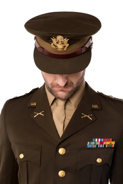 Army man looking down — Stock Photo, Image