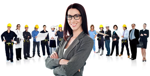 Woman leading a business team — Stock Photo, Image