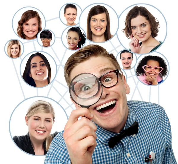 Search for friends over social network — Stock Photo, Image