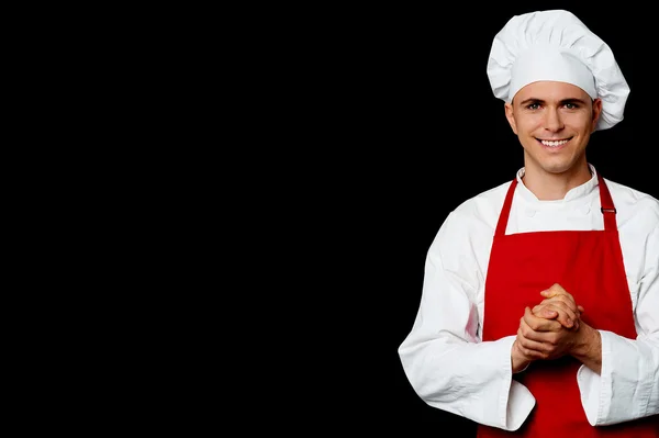 Chef maschio con le mani strette — Foto Stock