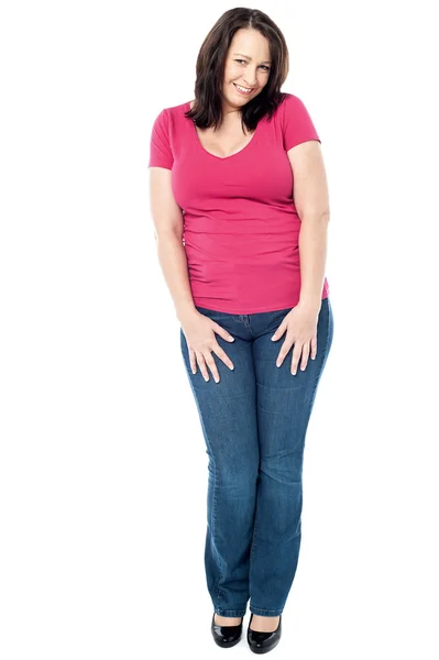 Shy woman looking at camera — Stock Photo, Image