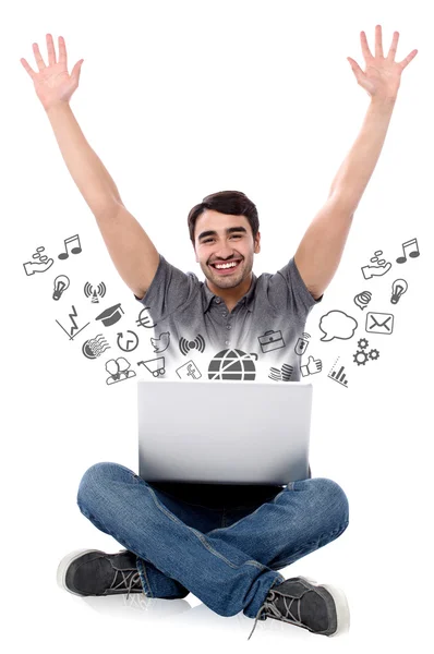 Man with his laptop — Stock Photo, Image