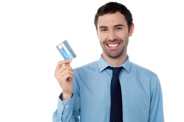 Business executive holding kredi kartı