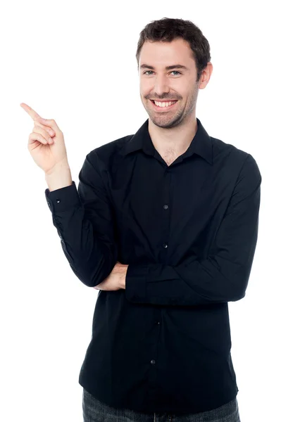 Guy pointing away — Stock Photo, Image