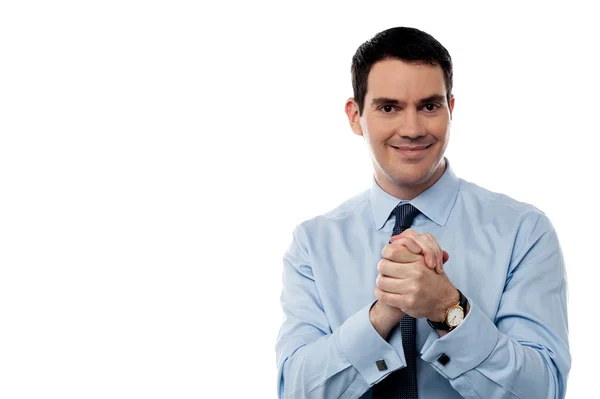 Business man with clasped hands — Stock Photo, Image