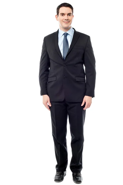 Empresario guapo posando, aislado sobre blanco Imagen de stock