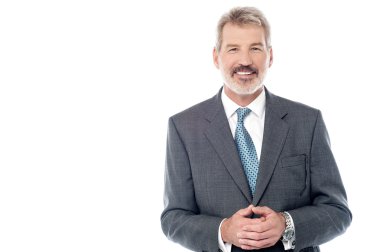 Olgun işadamı sıktı elleri ile