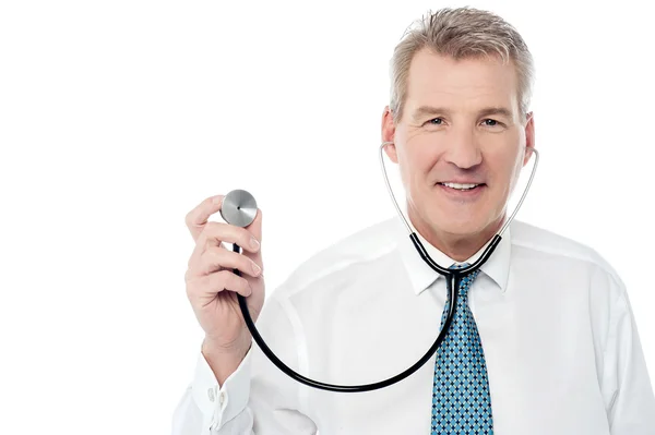Starsze lekarz stetoskop — Zdjęcie stockowe