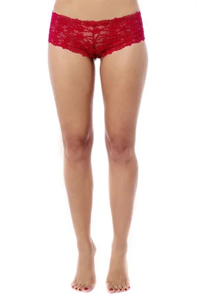 Woman in red panties standing — Stock Photo, Image