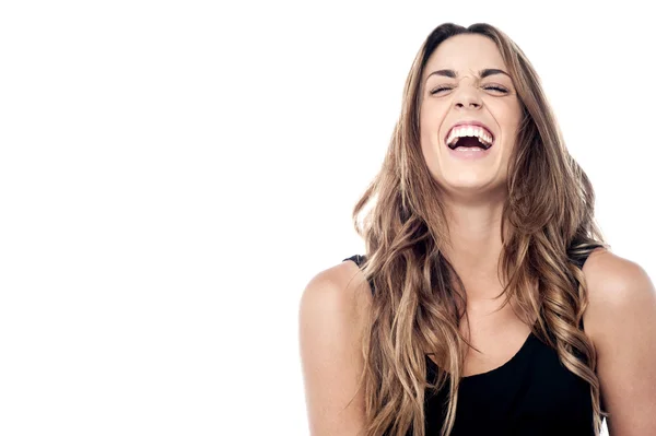 Excited pretty lady laughing out loud — Stock Photo, Image