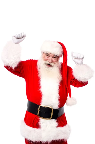Papai Noel com as mãos levantadas — Fotografia de Stock