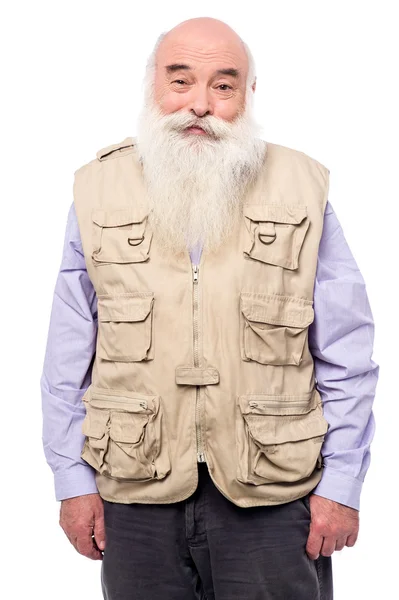Senior man in sleeveless jacket — Stock Photo, Image
