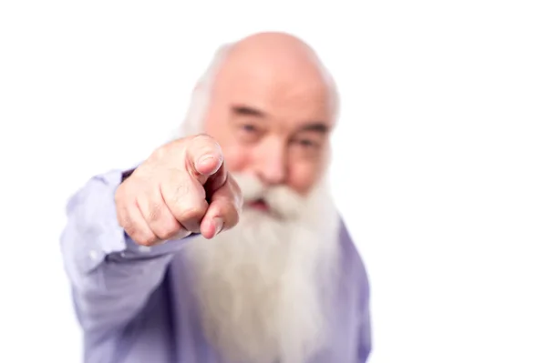 Homem idoso apontando — Fotografia de Stock