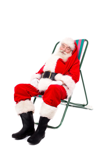 Tired Santa Claus relaxing