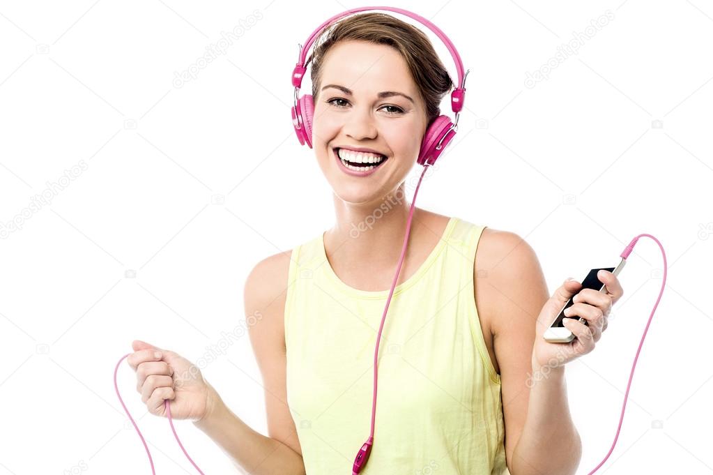 Woman enjoying music