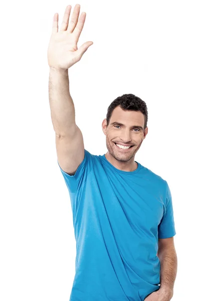 Middle aged man waving hand — Stock Photo, Image