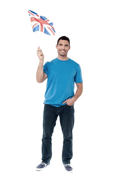 Man showing United Kingdom flag — Stock Photo, Image