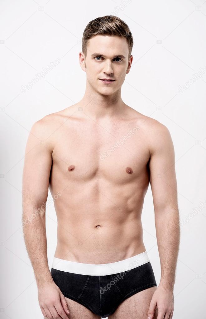 Shirtless male model in underwear