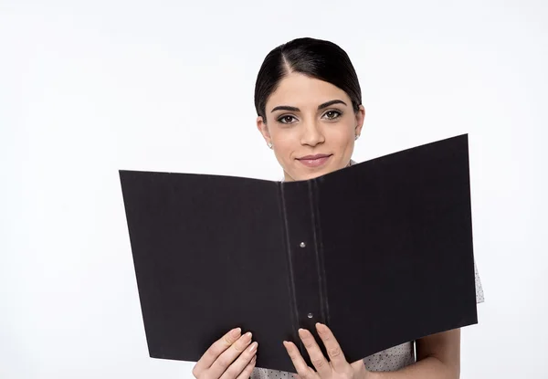 Female executive with folder in hands — Stock Photo, Image