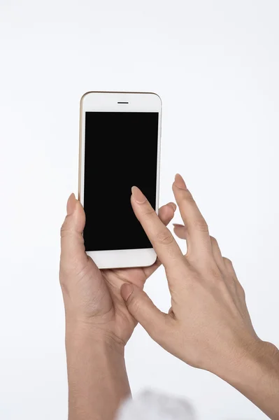 Female hands using mobile phone — Stock Photo, Image