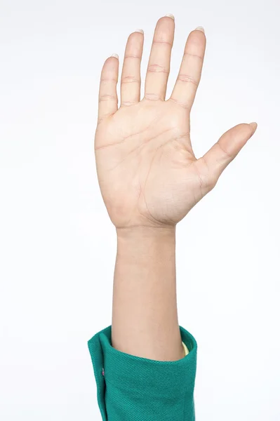 Mulher mostrando palma — Fotografia de Stock