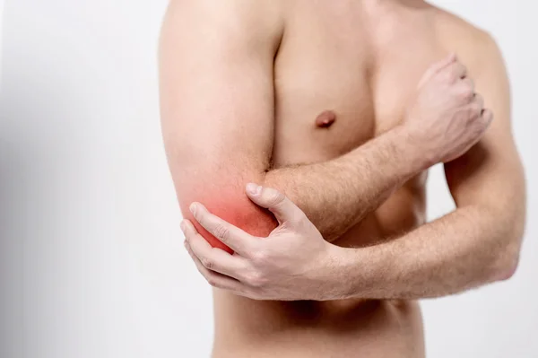 Man with pain in elbow joint — Stock Photo, Image