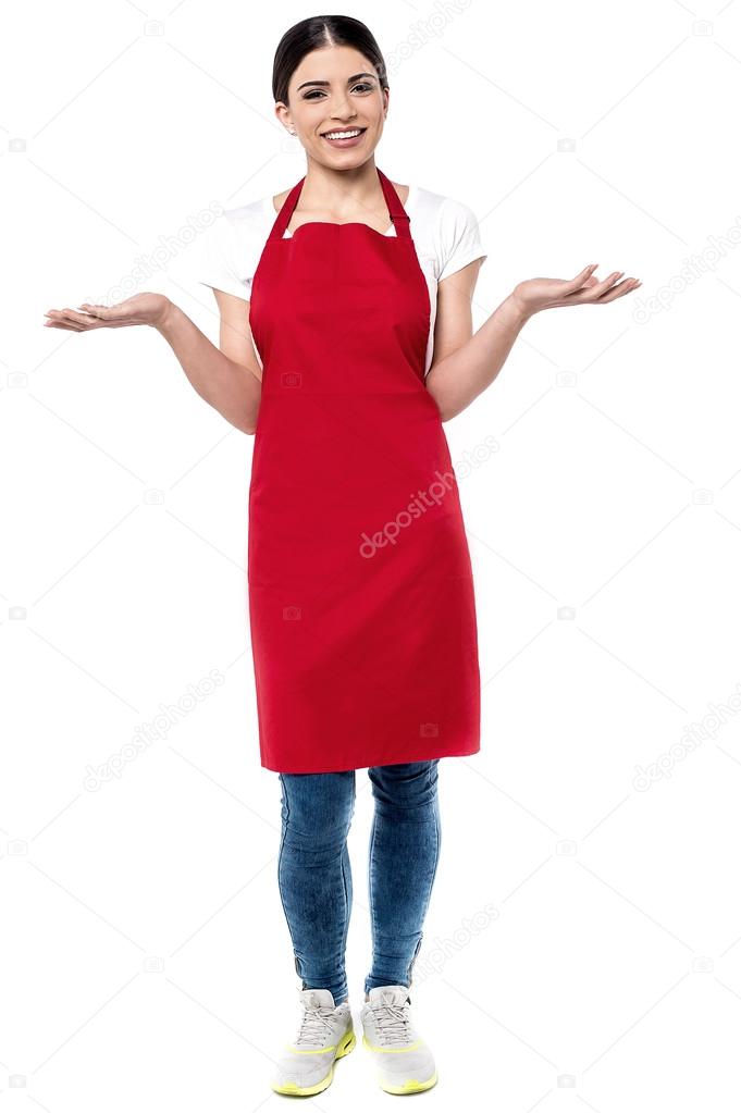 Female chef welcoming
