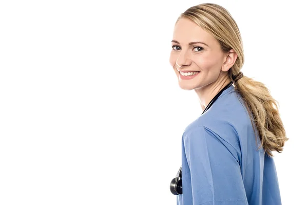 Female physician turning back — Stock Photo, Image