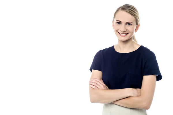 Woman with folded arms — Stock Photo, Image