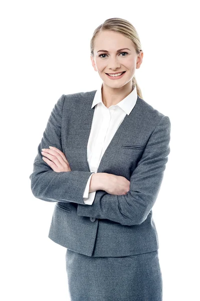 Businesswoman with folded arms — Stock Photo, Image