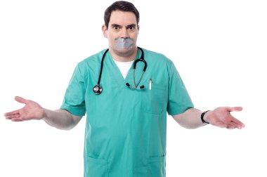 Male doctor mouth covered clipart