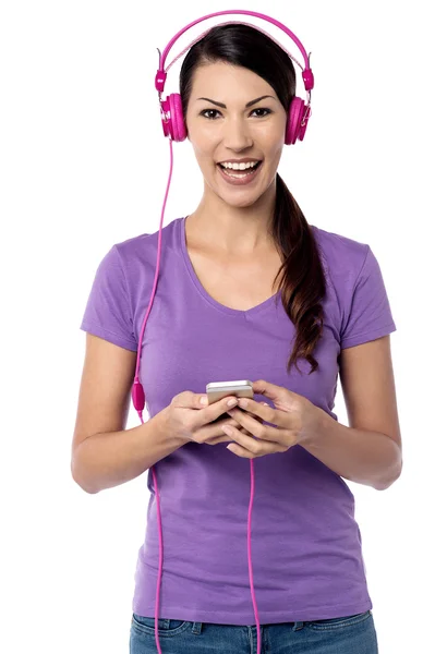 Woman listening to favorite song — Stock Photo, Image