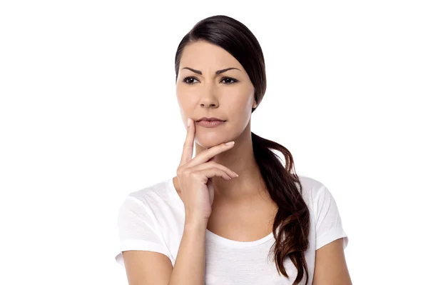 Woman touching her face — Stock Photo, Image