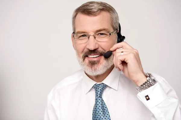 Call center agent with headset — Stock Photo, Image