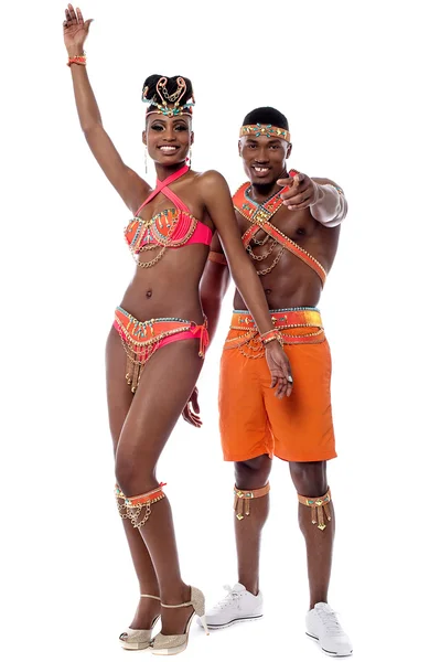 Man and woman samba dancers — Stock Photo, Image