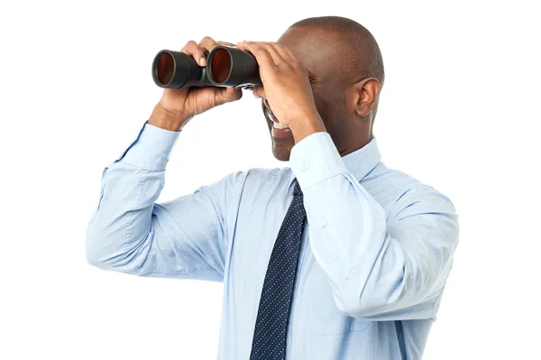 African man with binocular — Stock Photo, Image