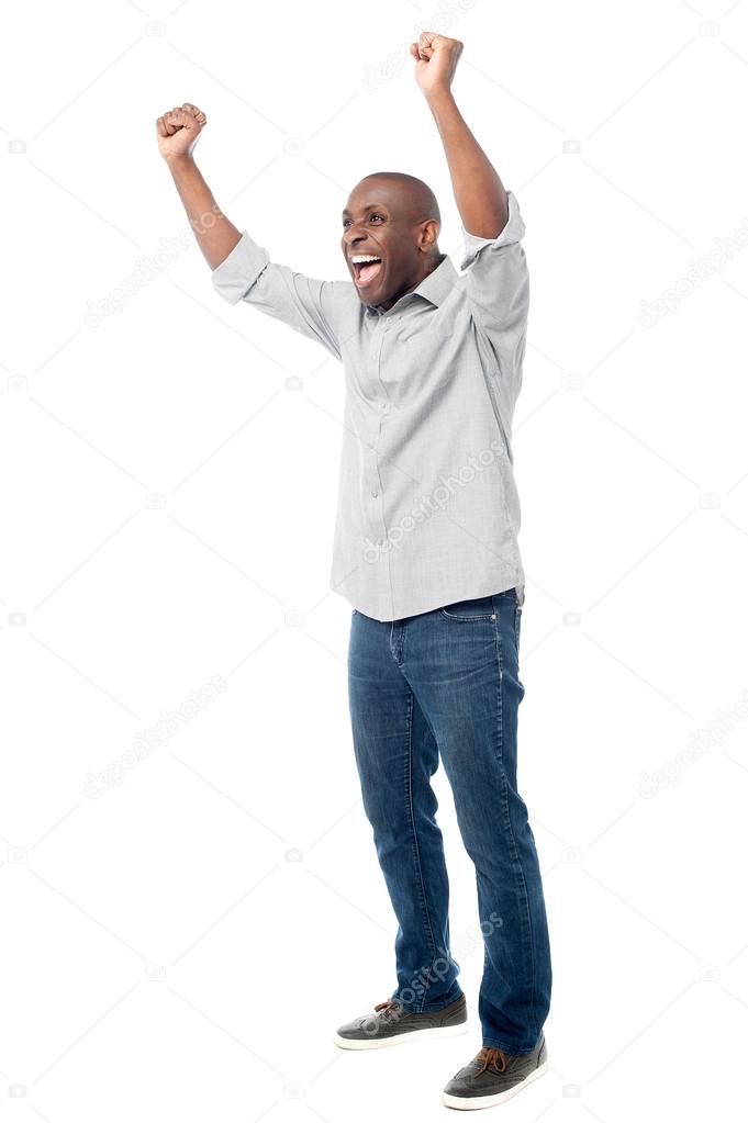 Man celebrating his success